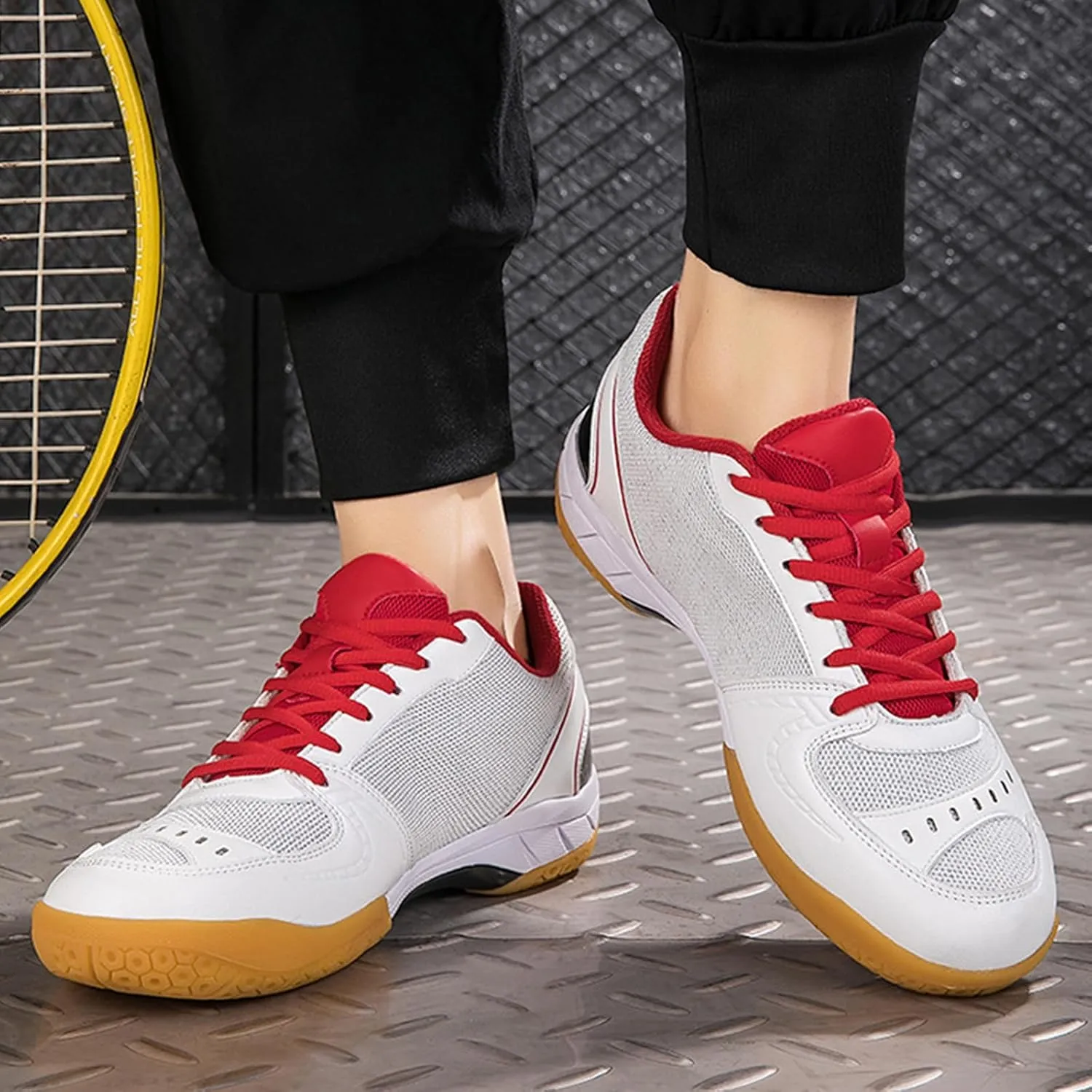 Men's Indoor Court Shoes Pickleball Badminton Sneakers Breathable for Training - Adults Support Sneakers