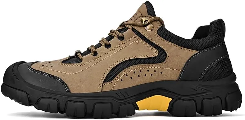 Men's Leather Loafers Lace up Outdoor Waterproof Walking Hiking Shoes for Men