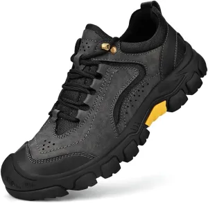 Men's Leather Loafers Lace up Outdoor Waterproof Walking Hiking Shoes for Men