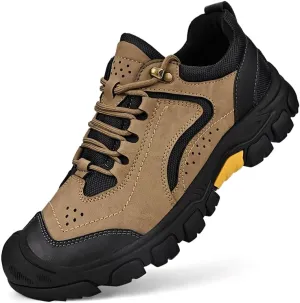 Men's Leather Loafers Lace up Outdoor Waterproof Walking Hiking Shoes for Men