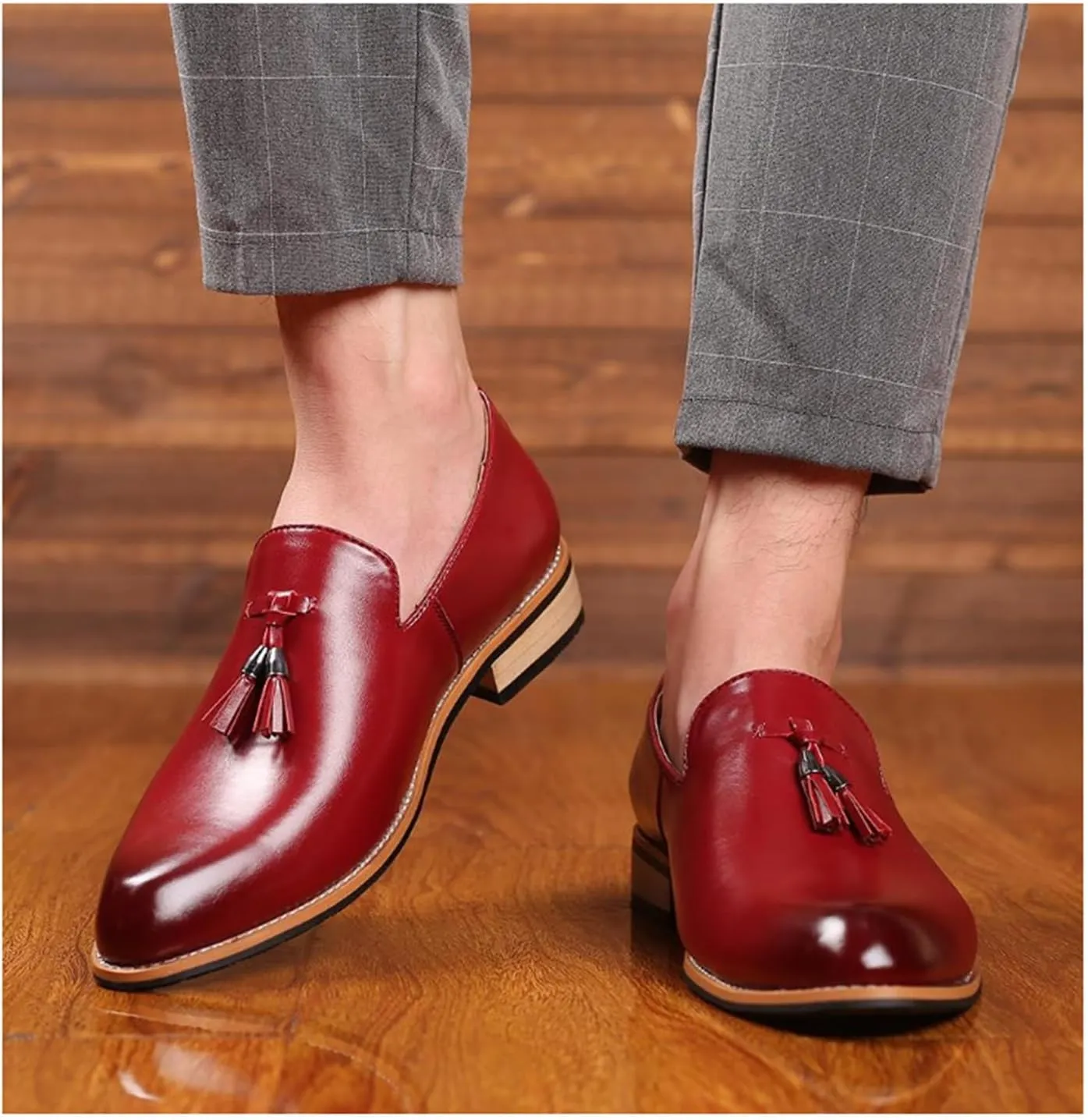 Men's Loafers Oxford Shoes Comfortable Slip-On Driving Flats Formal Business Dress Shoes with Tassel