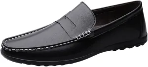 Mens Loafers Shoe Round Toe Simple Leather Slip Resistant Lightweight Fashion Slip-ons