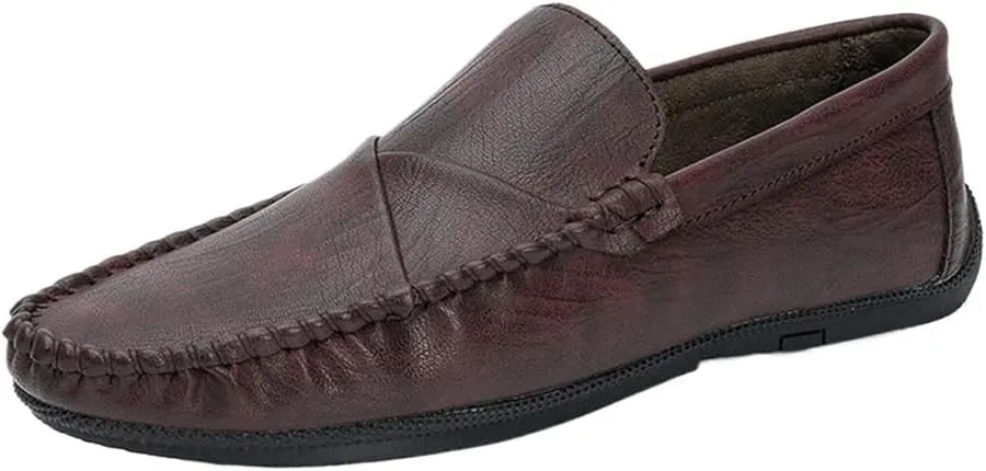 Men's Loafers Shoes Lightweight Moccasins Leather Comfortable Lightweight Slip Resistant Fashion Party Slip-ons