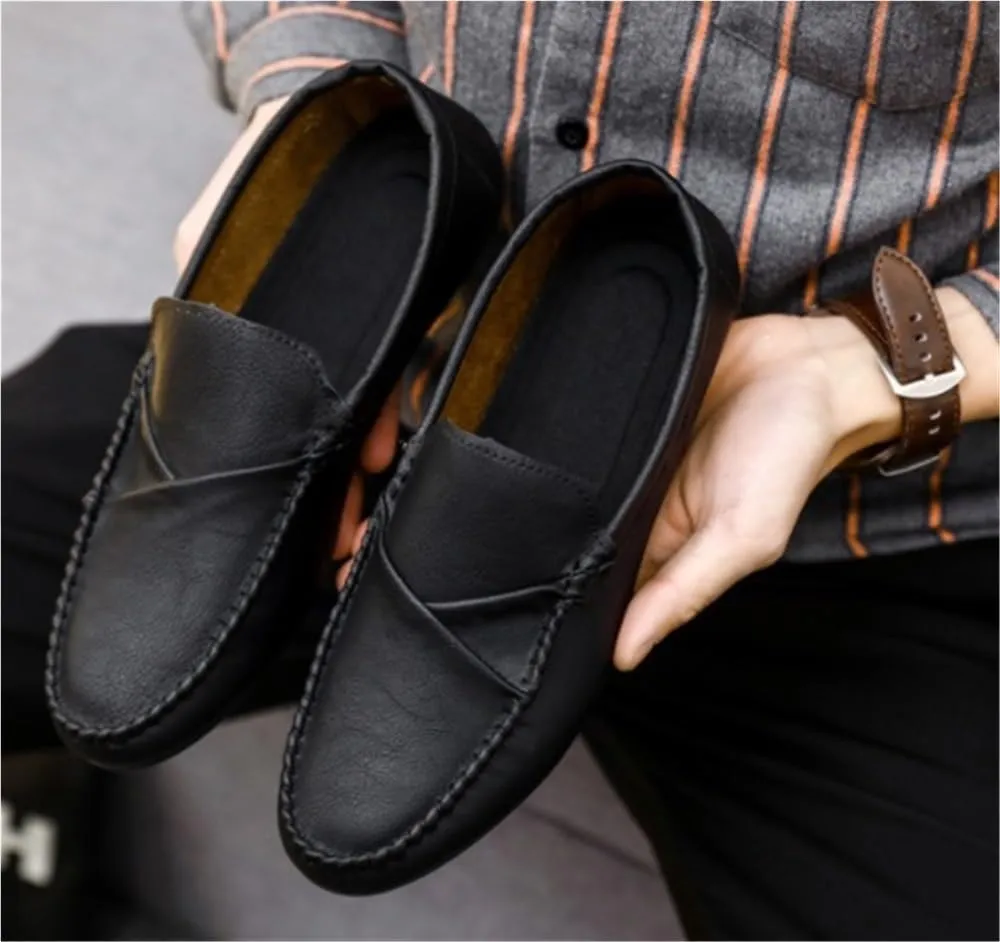 Men's Loafers Shoes Lightweight Moccasins Leather Comfortable Lightweight Slip Resistant Fashion Party Slip-ons