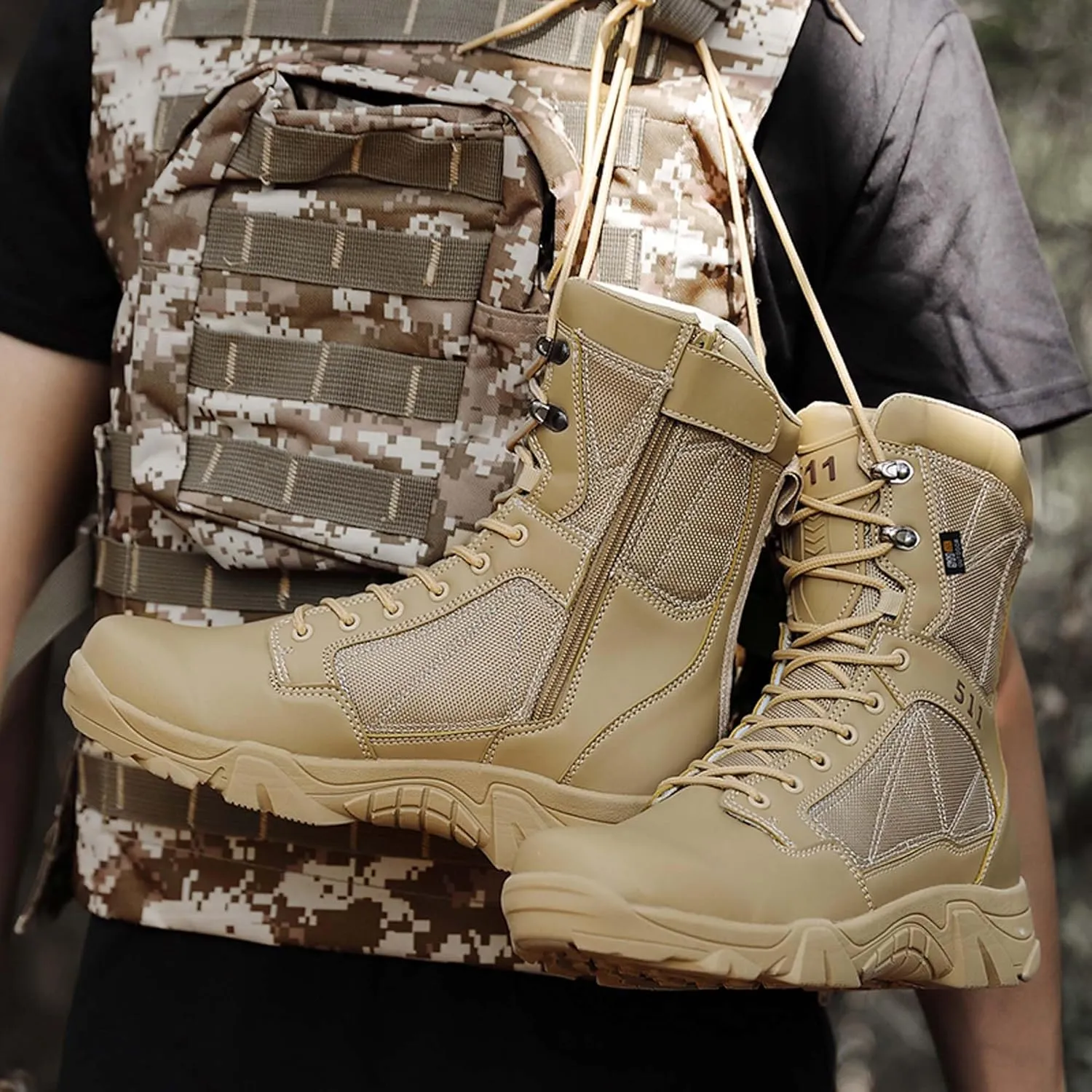Mens Military Boots Tactical Work Boots Outdoor Hiking Motorcycle Combat Boots For Men Hunting Jungle Hiking Work Boots
