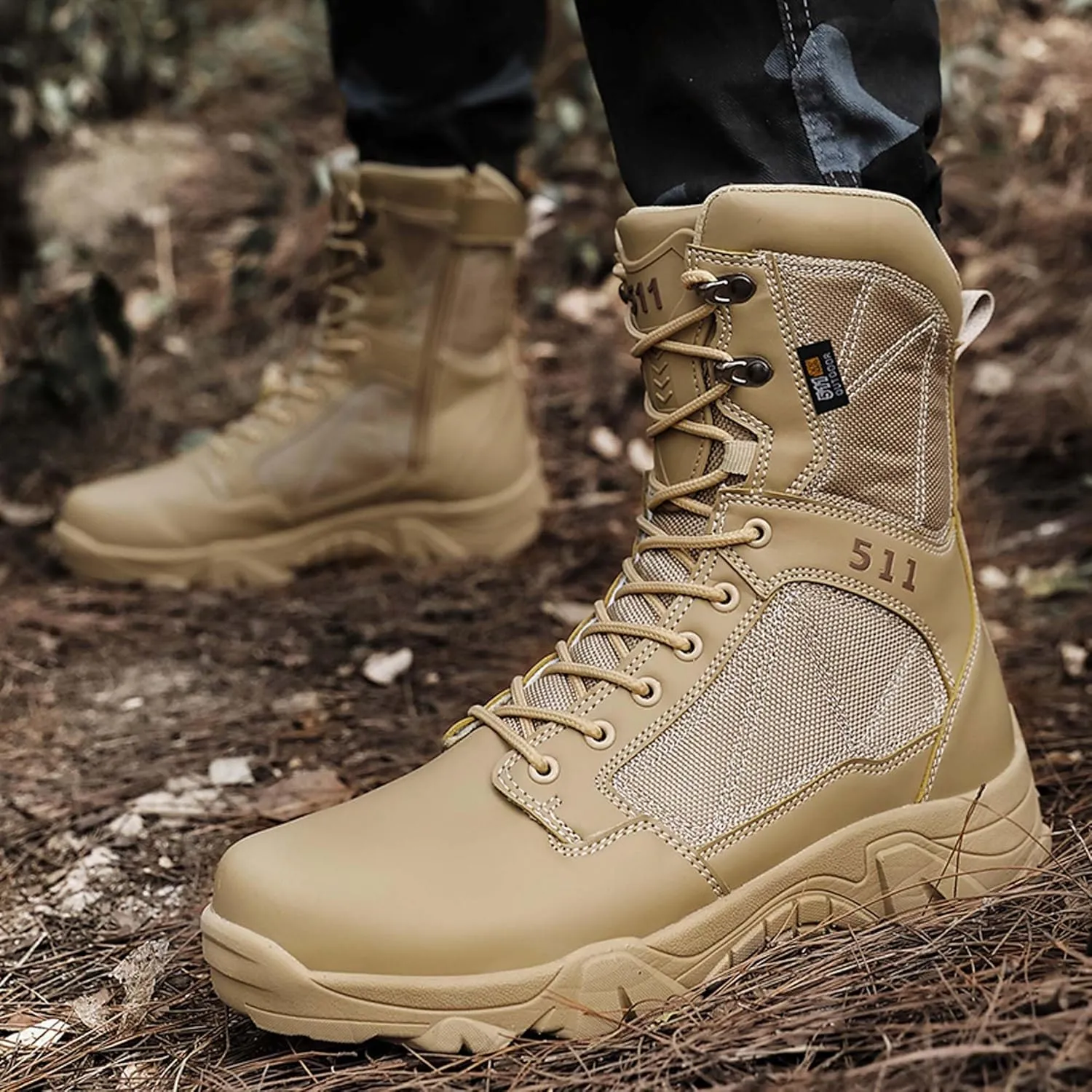 Mens Military Boots Tactical Work Boots Outdoor Hiking Motorcycle Combat Boots For Men Hunting Jungle Hiking Work Boots