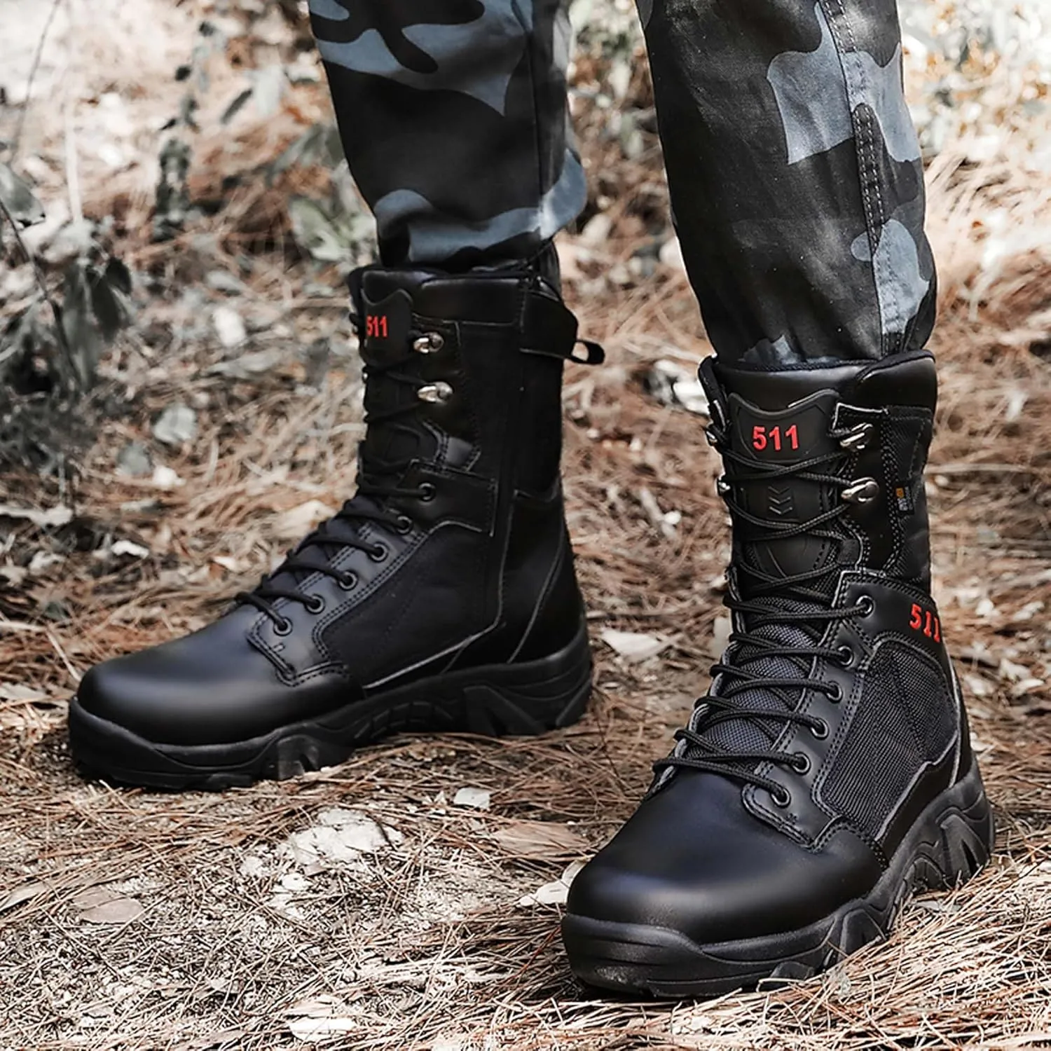 Mens Military Boots Tactical Work Boots Outdoor Hiking Motorcycle Combat Boots For Men Hunting Jungle Hiking Work Boots