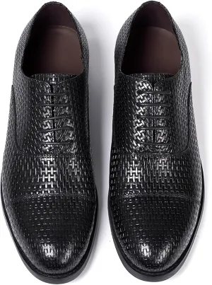 Mens Oxfords Formal Dress Suit Shoes Genunie Leather Woven Pattern Modern Shoes Men's Fashion Prom Wedding Business Casual Derby Comfortable Tuxedo Shoes for Men