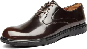 Men's Patent Leather Formal Oxfords Classic Lace Up Low Top Business Dress Shoes Comfortable Wedding Work Derby Oxfords Shoes