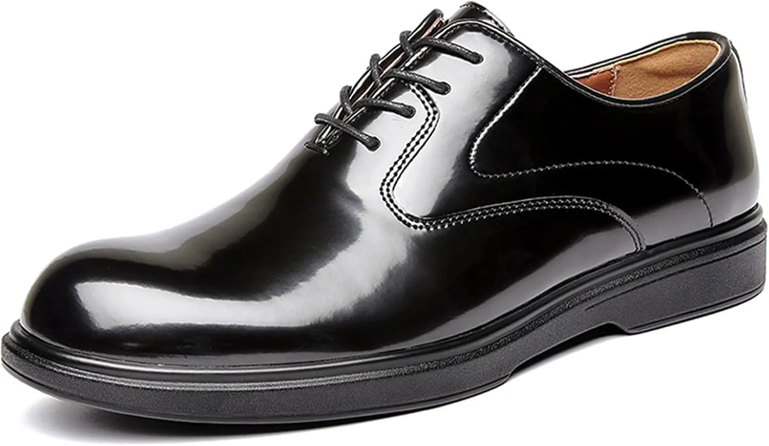 Men's Patent Leather Formal Oxfords Classic Lace Up Low Top Business Dress Shoes Comfortable Wedding Work Derby Oxfords Shoes