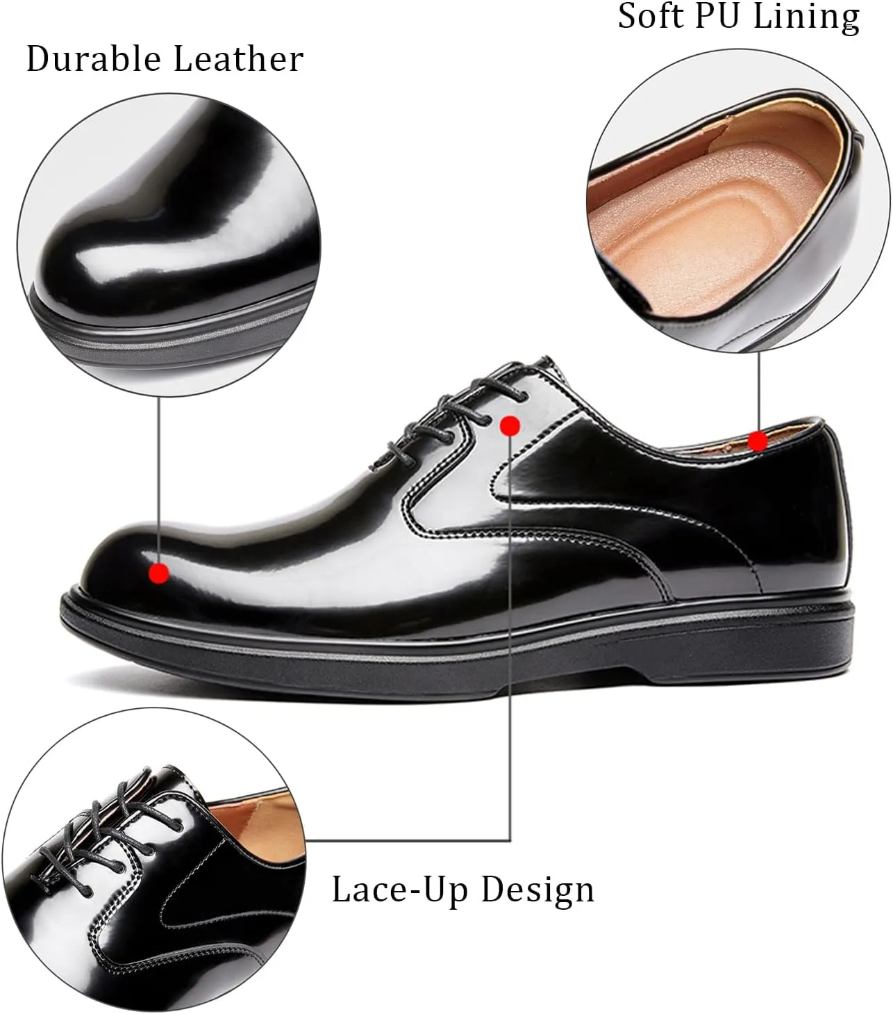Men's Patent Leather Formal Oxfords Classic Lace Up Low Top Business Dress Shoes Comfortable Wedding Work Derby Oxfords Shoes