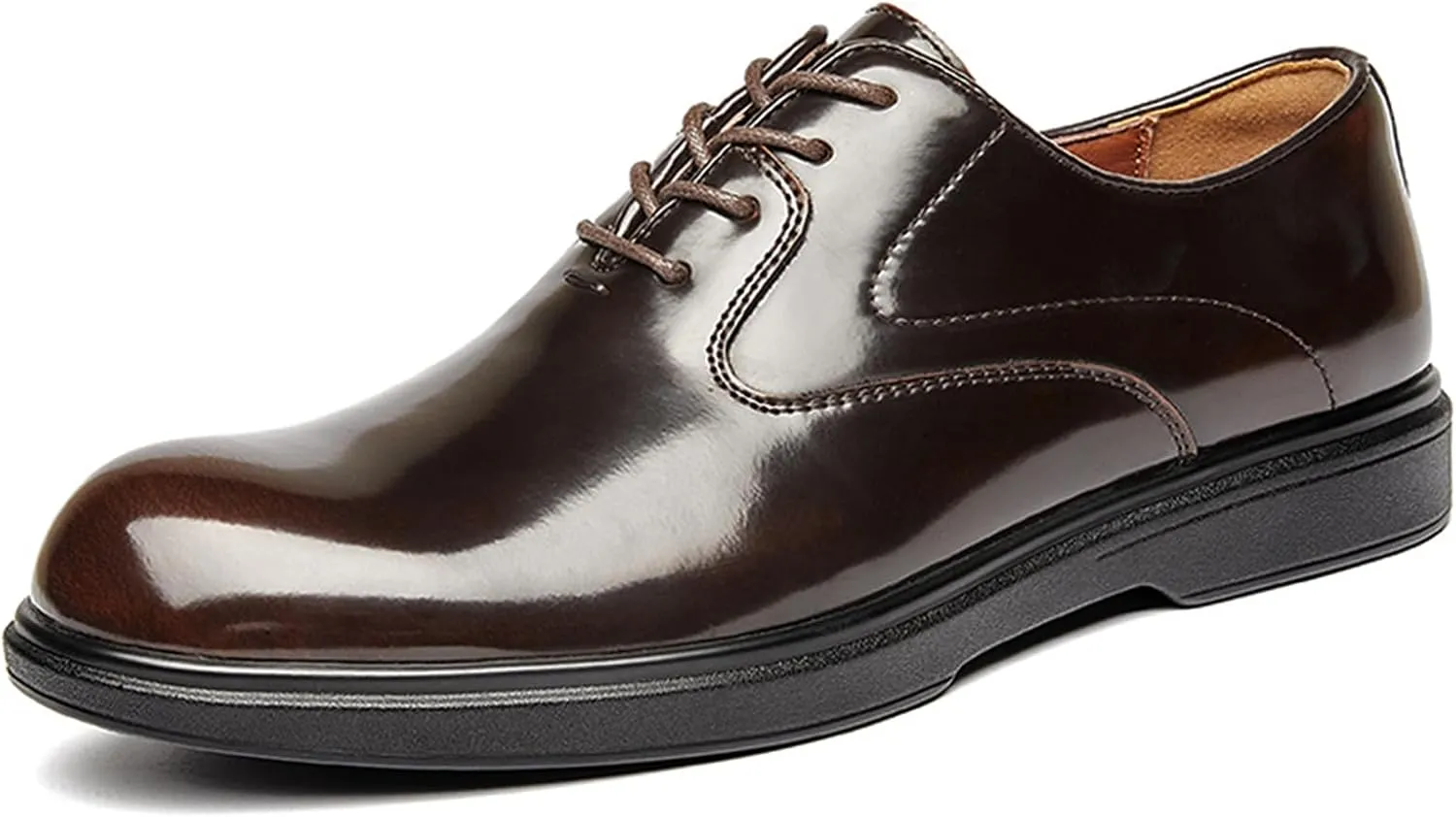 Men's Patent Leather Formal Oxfords Classic Lace Up Low Top Business Dress Shoes Comfortable Wedding Work Derby Oxfords Shoes