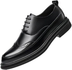 Men's Retro Dress Shoes Vintage Wingtip Oxfords Shoes Genuine Leather Lace-Up Formal Casual Wedding Derby Shoes(9)