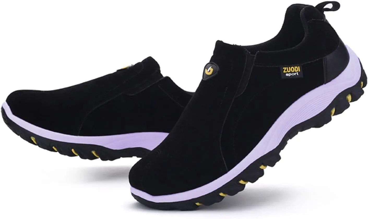 Men's Wide Hiking Shoes Slip on Loafers Trekking Trails Sneakers Waterproof Walking Shoes with Arch Support