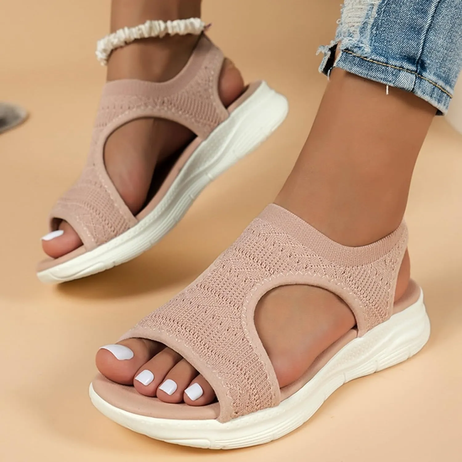 Orthopedic Sandals for Women Arch Support Sandals Women's Comfortable Plantar Fasciitis Non-Slip Sandal, Casual Open Toe Mesh Sport Shoes Walking Platform Dress Sandal