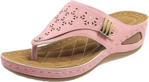 Orthopedic Sandals for Women Arch Support Summer Hollow Platform Wedge Flip-Flops Slip-On Slippers Breathable Walking Beach Shoes