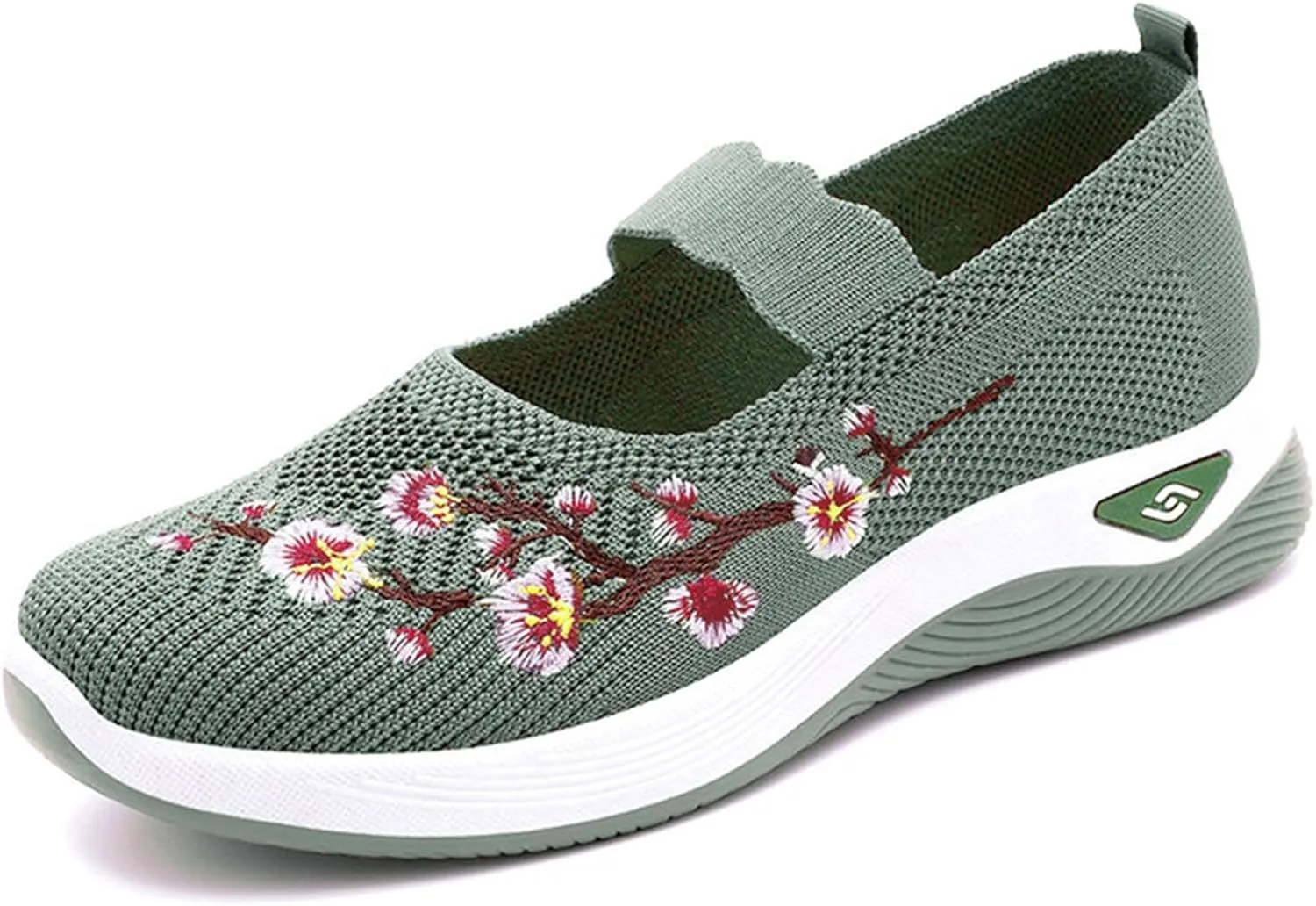 Orthopedic Shoes for Women Fashion Floral Embroidery Walking Shoes Arch Support Mesh Breathable Arch Support Slip-On Light Air Cushion Orthopedic Sneakers Diabetic Shoe