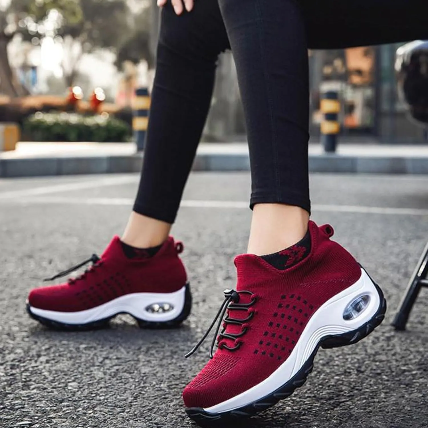 Orthowear Shoes for Women Lightweight Comfortable Stretch Cushion Sneakers Athletic Mesh Hollow Out Platform Loafers Slip On Air Wear Nurse Shoes