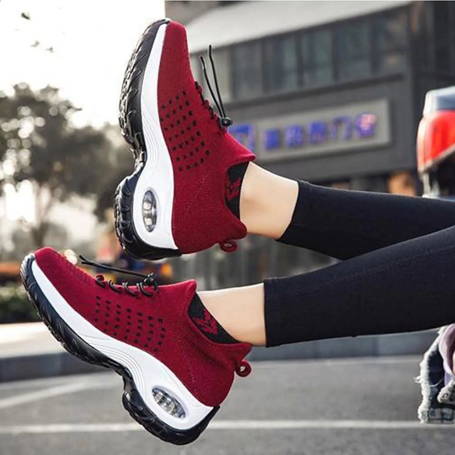 Orthowear Shoes for Women Lightweight Comfortable Stretch Cushion Sneakers Athletic Mesh Hollow Out Platform Loafers Slip On Air Wear Nurse Shoes