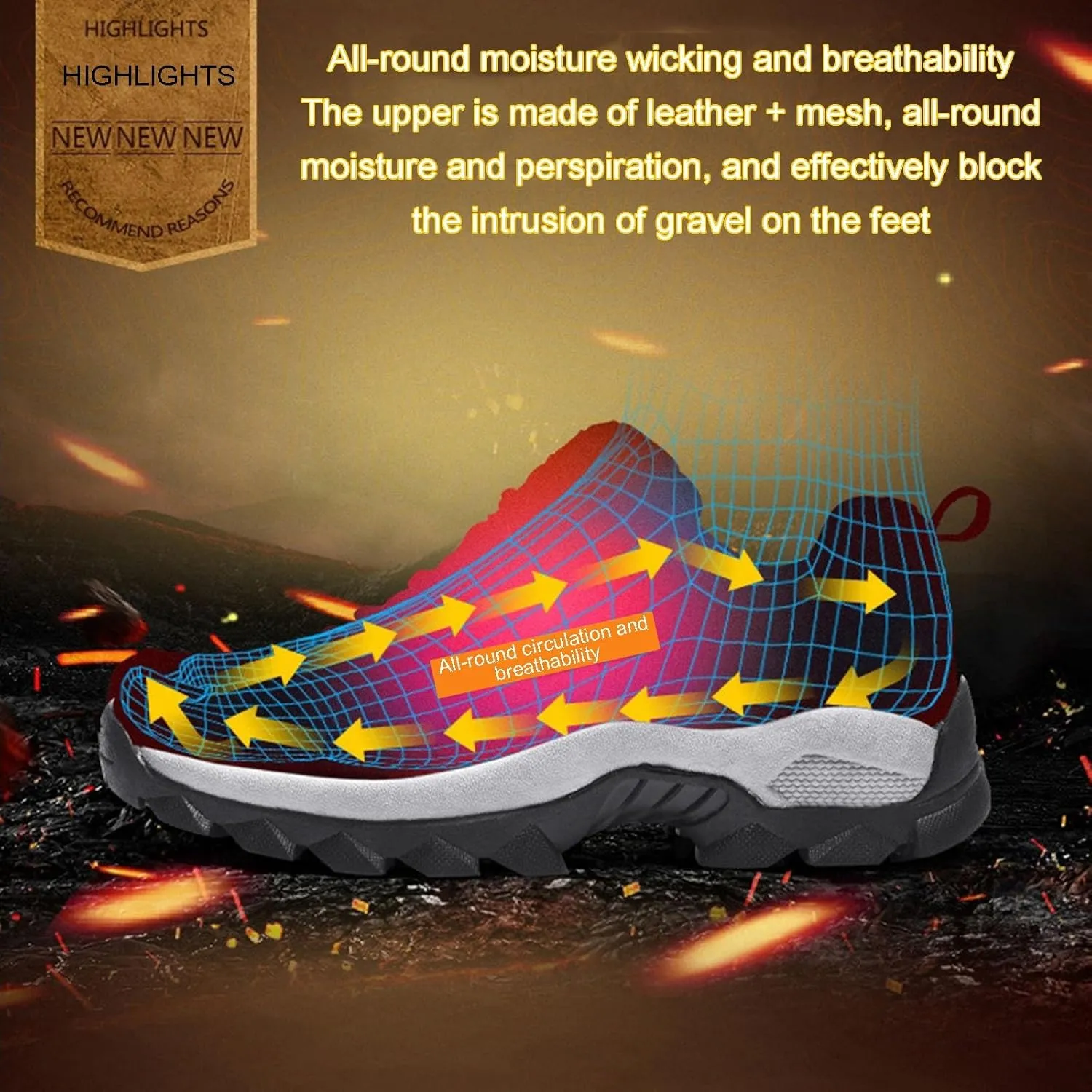 Outdoor Hiking Shoes, Mesh Breathable Outdoor Hiking Shoes Training Shoes Men Casual Sneakers Running Tide Shoes