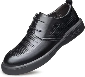 Oxford Shoes for Men Lace Up Pleated Breathable Derby Shoes Leather Low Top Non Slip Anti-Slip Slip Resistant Rubber Sole Classic Suitable for Many Occasions.
