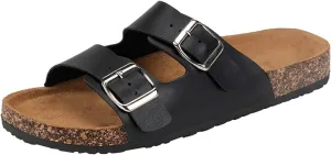 Platform Sandals for Women Soft Suede Cork Footbed Summer Slides with Adjustable Buckle Memory Foam Flat Footwear