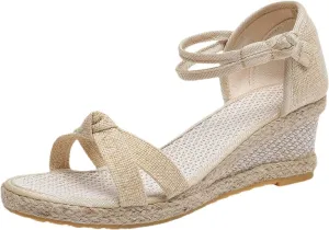 Platform Sandals Women Open Toe Slides Wedge Espadrille Sandals Cute Bow Lace Up Ankle Strap Summer Walking Shoes for All Occasions: Casual, Work, Party