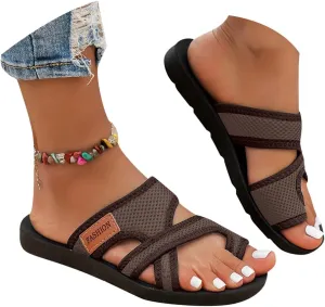 Sandals for Women 2025 Beach,Womens Sandals Comfortable Dressy Breathable Hollow Mesh Slide Sandals with Arch Support