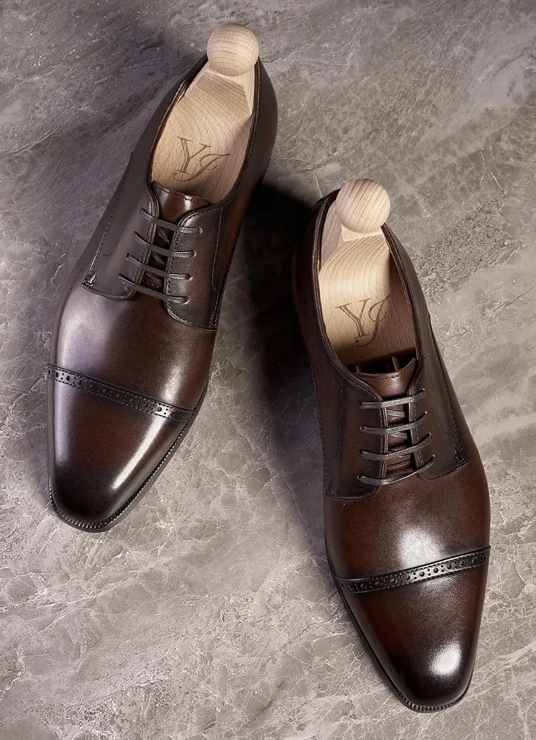 Santimon Mens Black Dress Shoes Oxfords Leather Captoe Derby Fashion Formal Dress Casual Shoes for Men