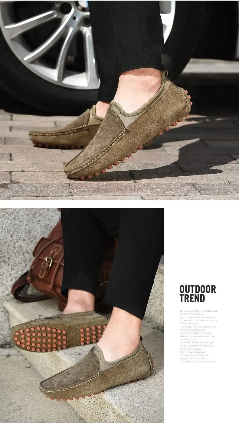 Santimon Men's Driving Penny Loafers Suede Moccasins Slip On Casual Dress Boat Shoes