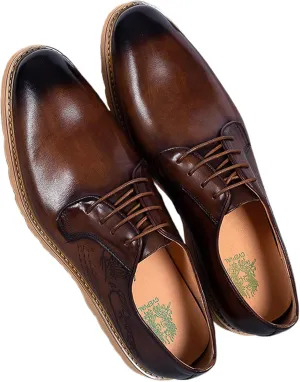 Santimon Men's Leather Dress Shoes | Stylish Lace-Up Oxford Shoes for Office, Weddings & Casual Wear | Comfortable Business Shoes with Premium Insole for All-Day Comfort