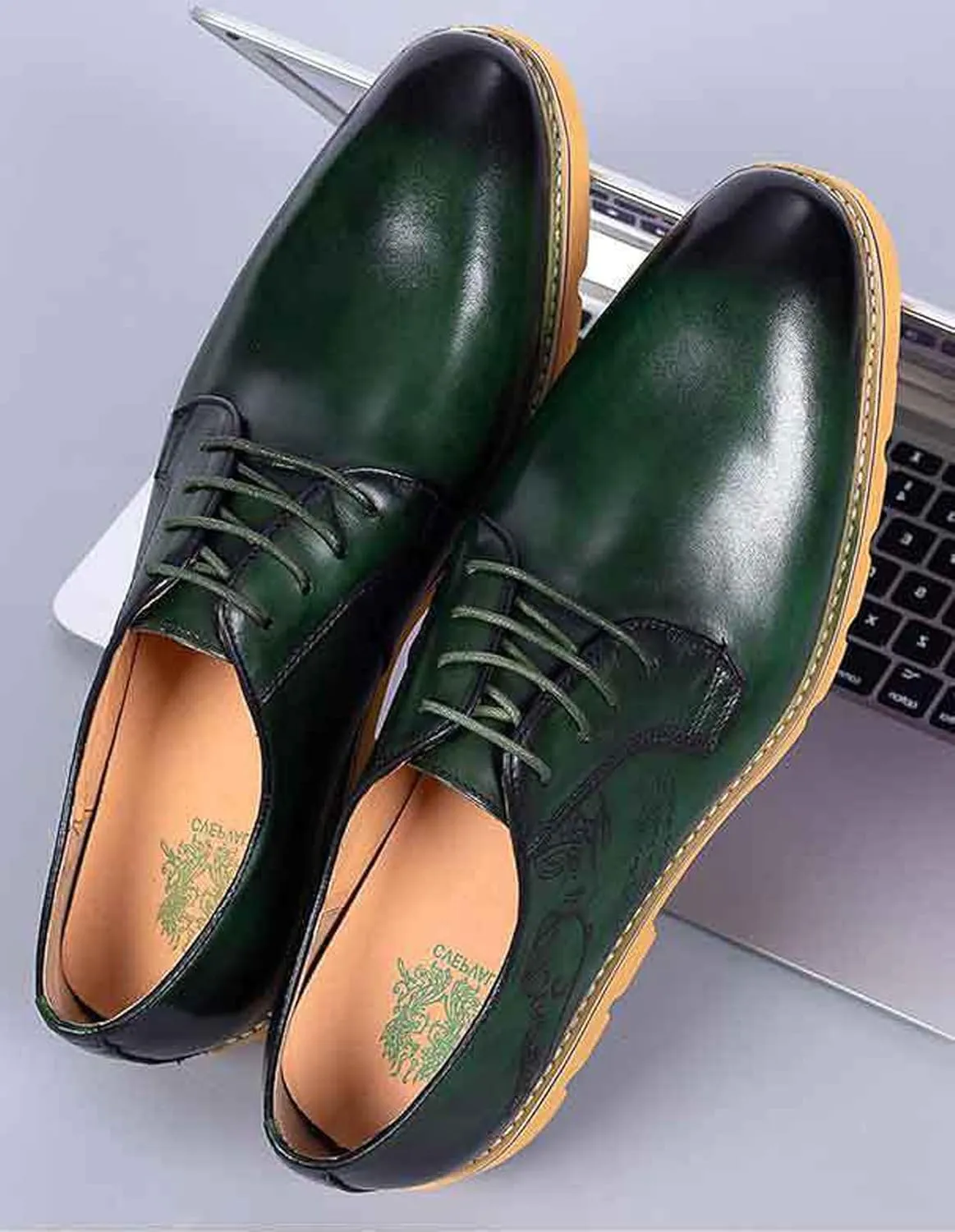 Santimon Men's Leather Dress Shoes | Stylish Lace-Up Oxford Shoes for Office, Weddings & Casual Wear | Comfortable Business Shoes with Premium Insole for All-Day Comfort