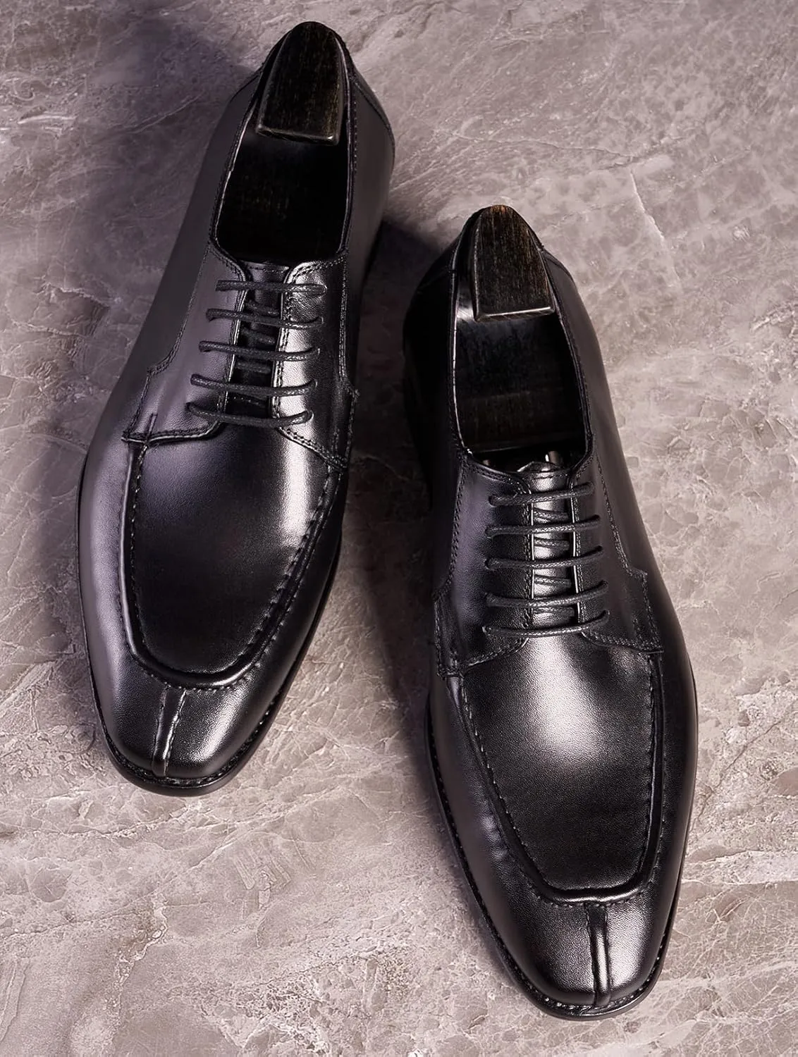 Santimon Men's Oxfords Black Dress Shoes Men Leather Lace Up Derby Fashion Business Casual Dress Oxford Shoes for Men