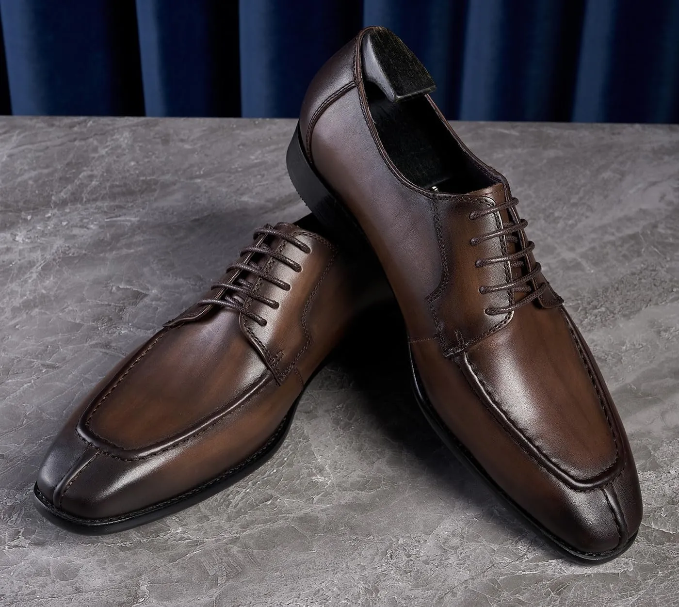 Santimon Men's Oxfords Black Dress Shoes Men Leather Lace Up Derby Fashion Business Casual Dress Oxford Shoes for Men