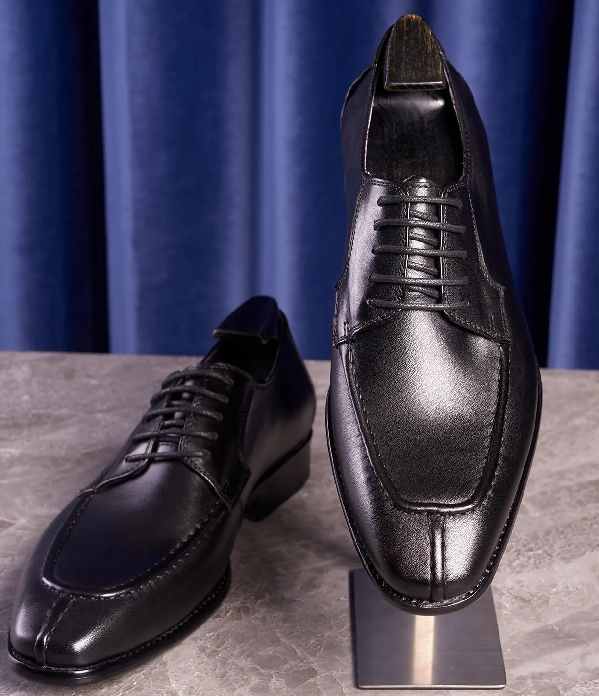Santimon Men's Oxfords Black Dress Shoes Men Leather Lace Up Derby Fashion Business Casual Dress Oxford Shoes for Men