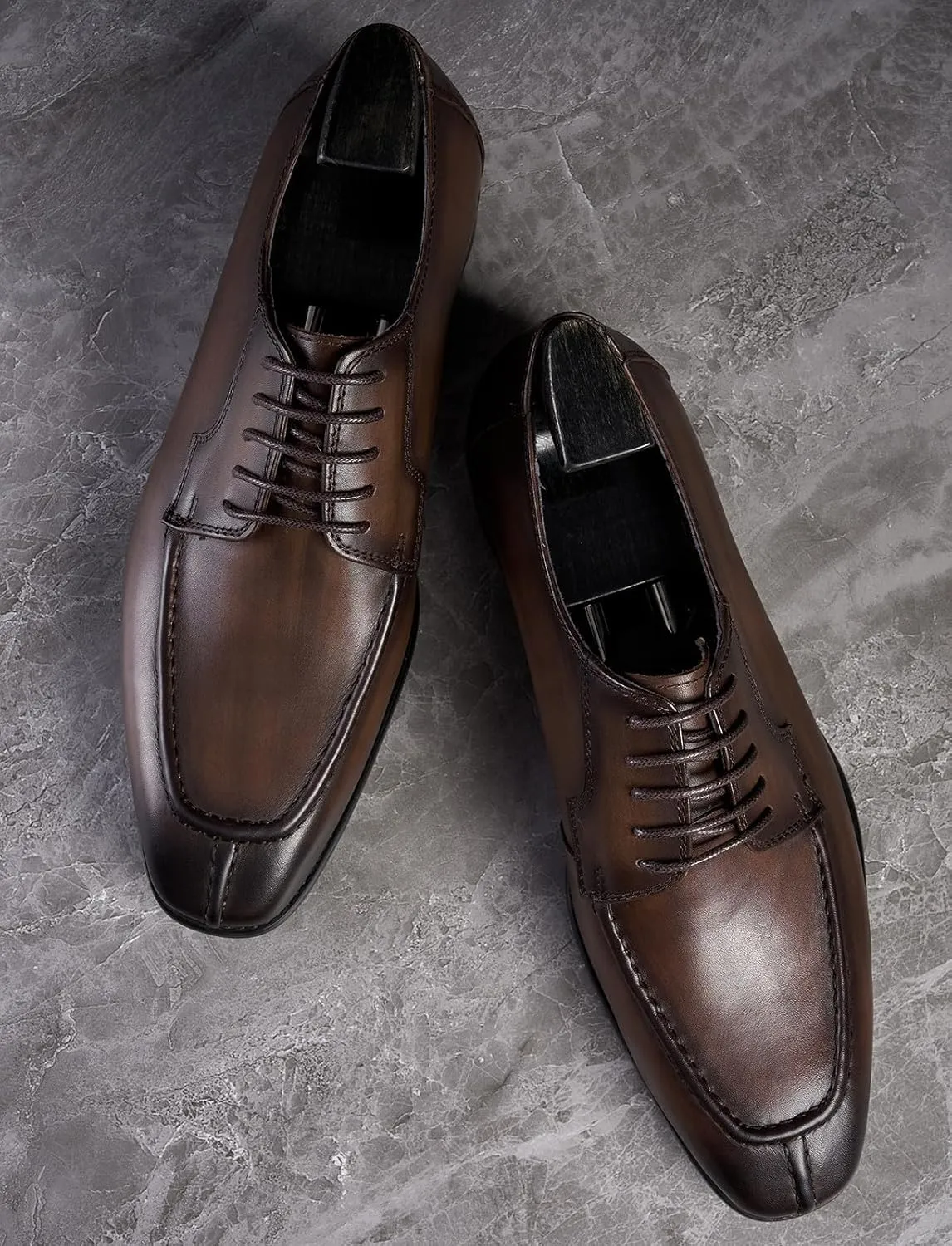 Santimon Men's Oxfords Black Dress Shoes Men Leather Lace Up Derby Fashion Business Casual Dress Oxford Shoes for Men