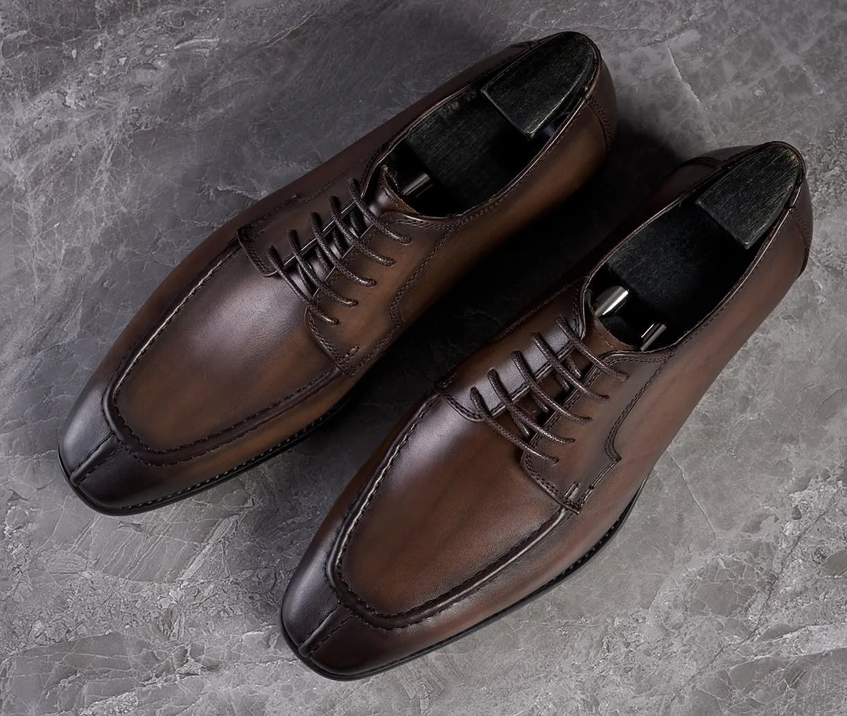 Santimon Men's Oxfords Black Dress Shoes Men Leather Lace Up Derby Fashion Business Casual Dress Oxford Shoes for Men