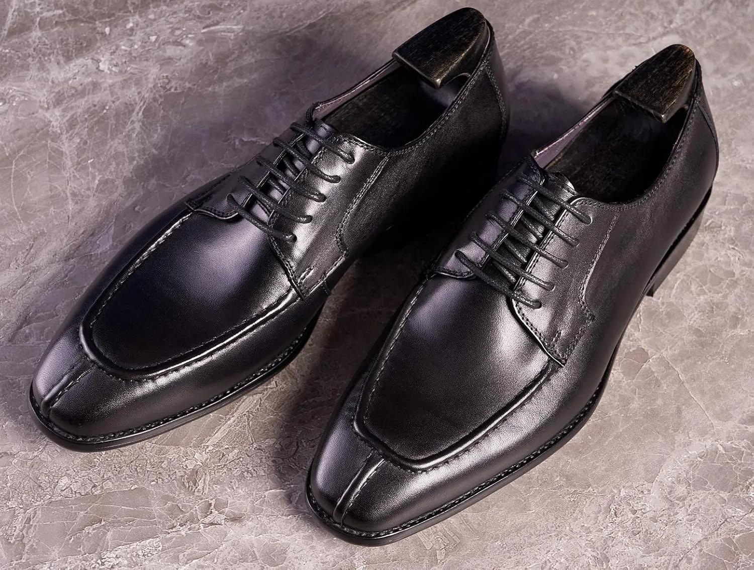 Santimon Men's Oxfords Black Dress Shoes Men Leather Lace Up Derby Fashion Business Casual Dress Oxford Shoes for Men