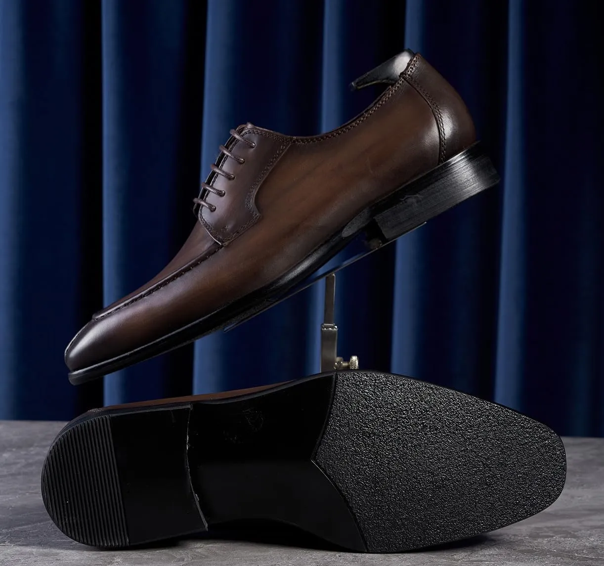 Santimon Men's Oxfords Black Dress Shoes Men Leather Lace Up Derby Fashion Business Casual Dress Oxford Shoes for Men
