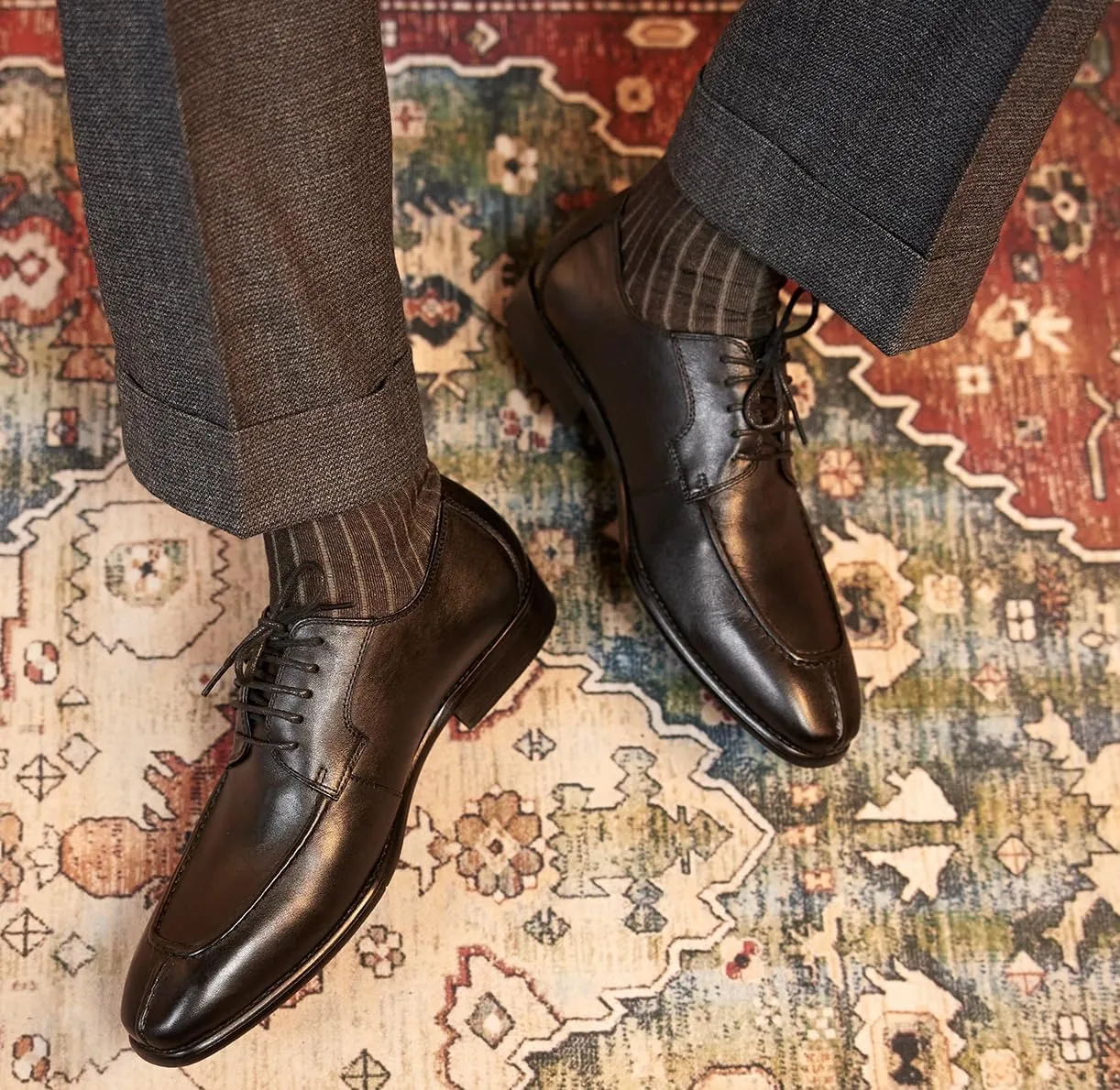 Santimon Men's Oxfords Black Dress Shoes Men Leather Lace Up Derby Fashion Business Casual Dress Oxford Shoes for Men