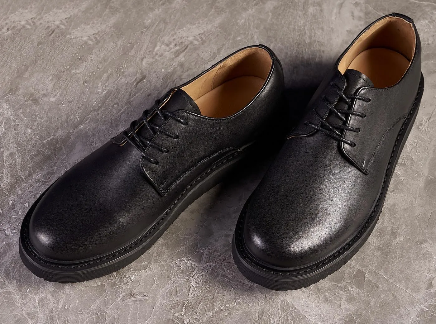 Santimon Men's Oxfords Black Formal Dress Leather Derby Shoes Fashion Casual Business Shoes for Men
