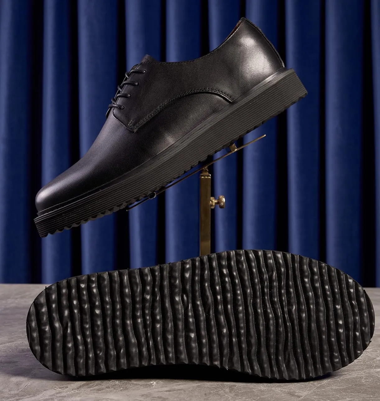Santimon Men's Oxfords Black Formal Dress Leather Derby Shoes Fashion Casual Business Shoes for Men