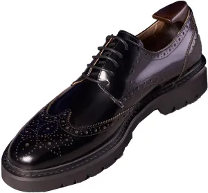 Santimon Men's Oxfords Black Formal Dress Leather Handmade Unique Square Toe Brogues Oxford Derby Shoes Casual Business Shoes for Men