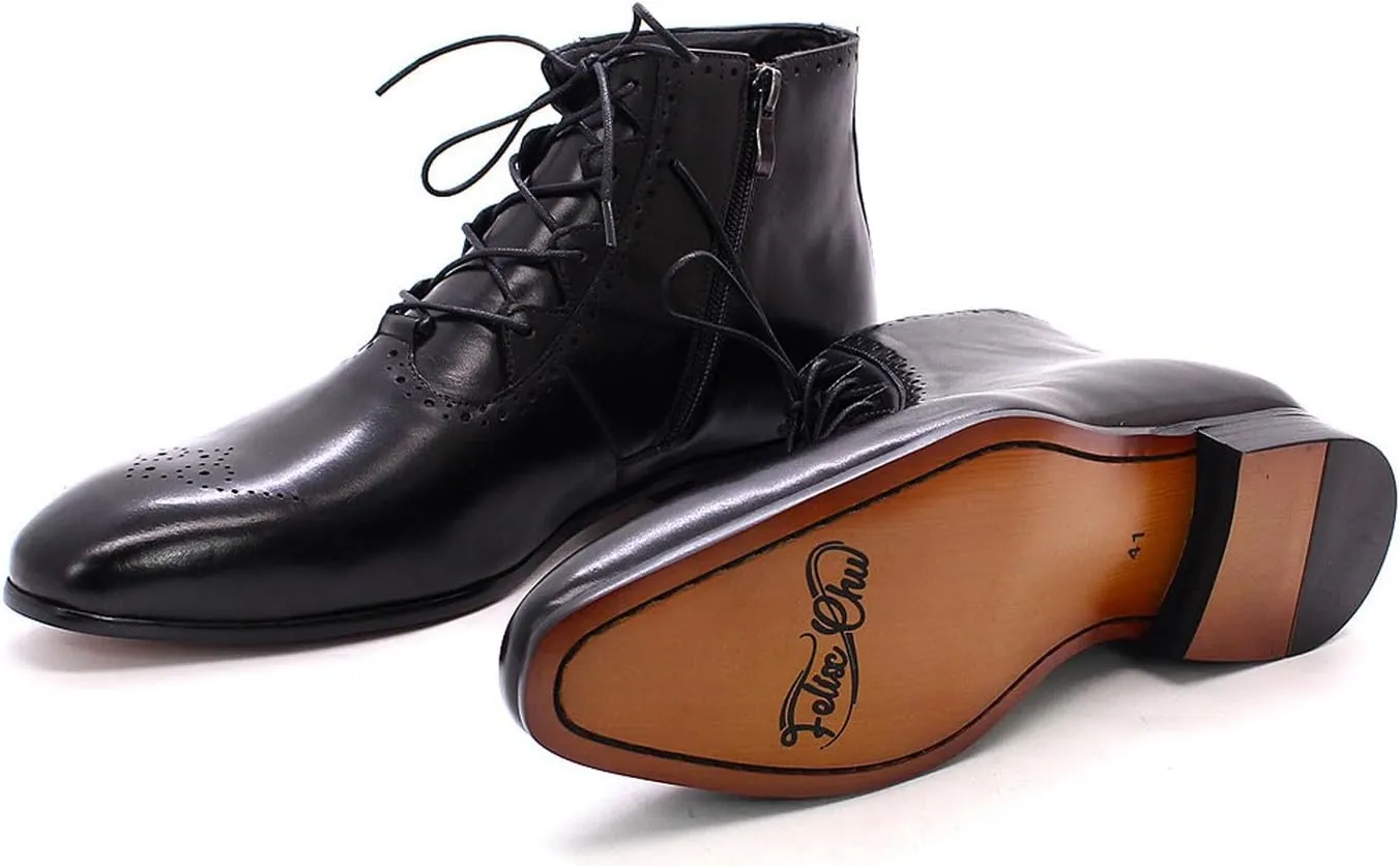 Santimon Men's Oxfords Boots Formal Dress Ankle Boots Genunie Leather Wingtips Brogues Chelsea Boots Men's Fashion Prom Wedding Business Causal Tuxedo Western Boots