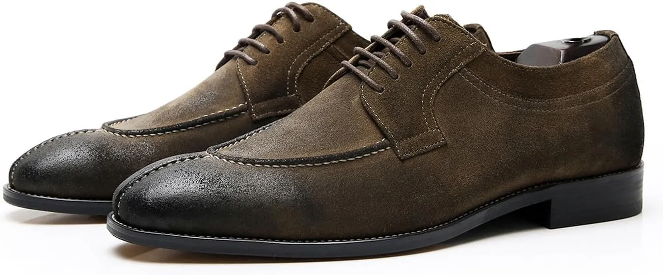 Santimon Men's Oxfords Brown Dress Shoes for Men Formal Fashion Business Casual Derby Brogues Wedding Leather Shoes