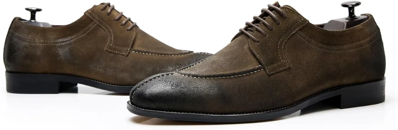Santimon Men's Oxfords Brown Dress Shoes for Men Formal Fashion Business Casual Derby Brogues Wedding Leather Shoes