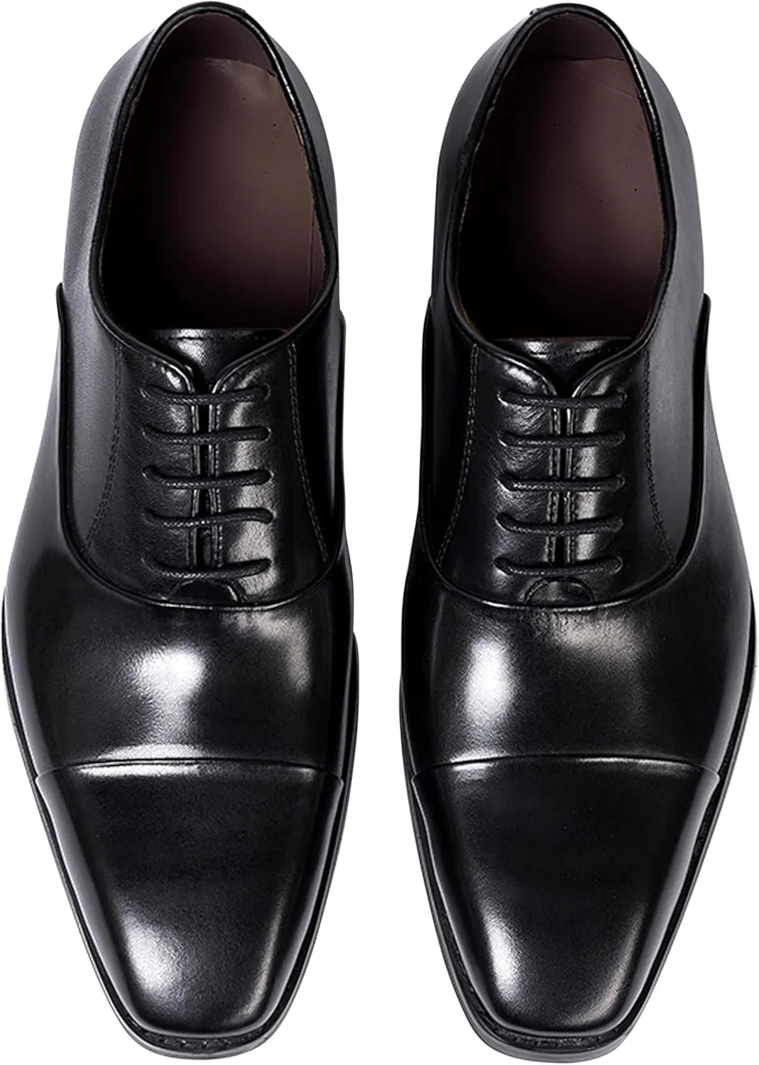 Santimon Mens Oxfords Formal Dress Suit Shoes Genunie Leather Cap Toe Modern Derby Men's Fashion Prom Wedding Business Causal Comfortable Tuxedo Shoes for Men
