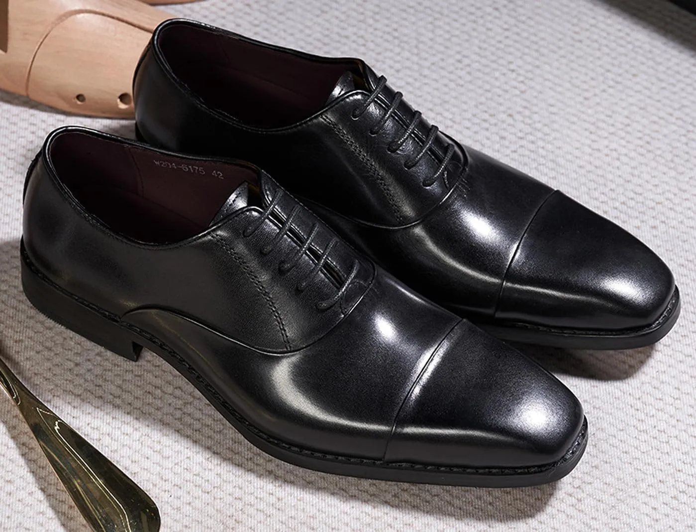 Santimon Mens Oxfords Formal Dress Suit Shoes Genunie Leather Cap Toe Modern Derby Men's Fashion Prom Wedding Business Causal Comfortable Tuxedo Shoes for Men