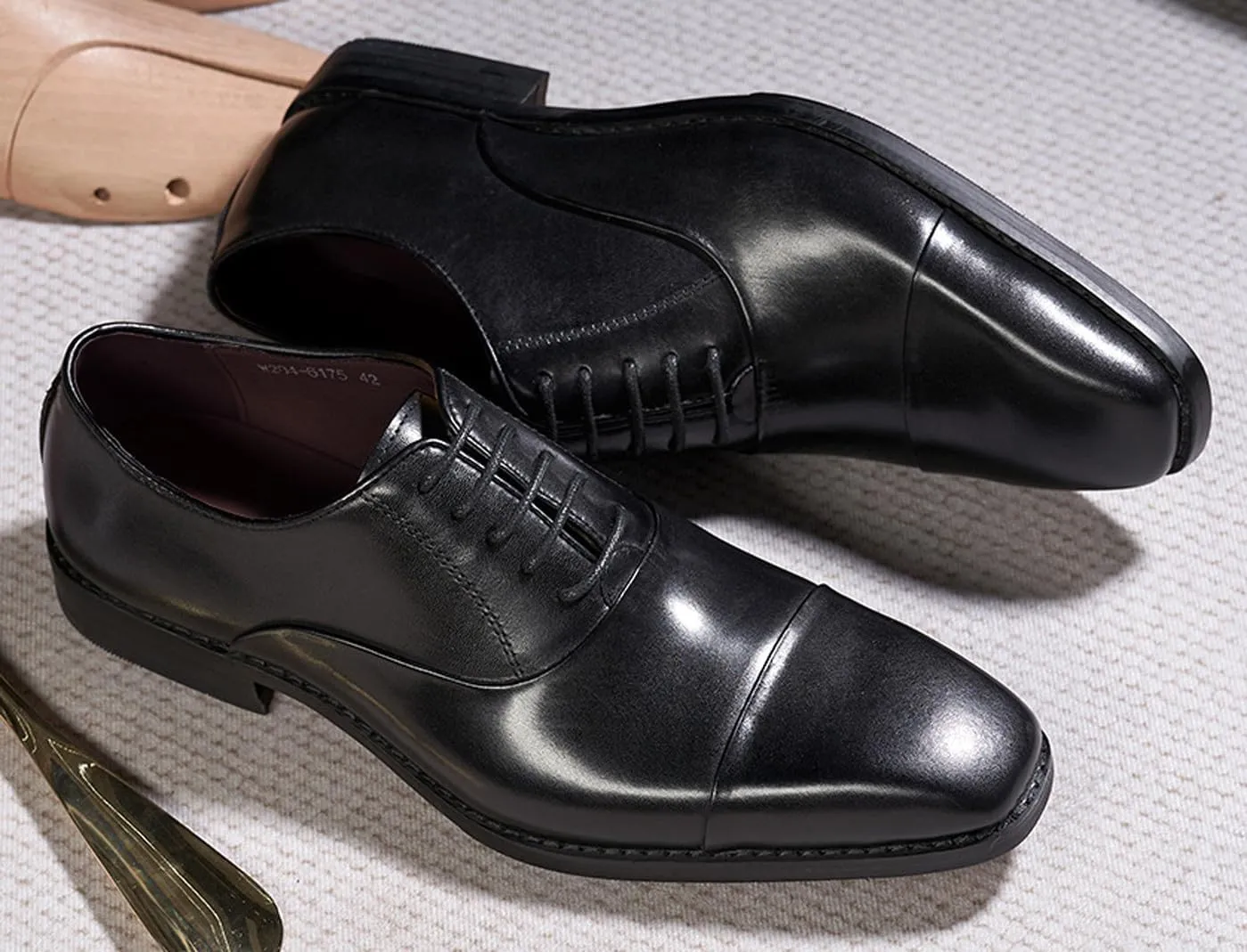 Santimon Mens Oxfords Formal Dress Suit Shoes Genunie Leather Cap Toe Modern Derby Men's Fashion Prom Wedding Business Causal Comfortable Tuxedo Shoes for Men