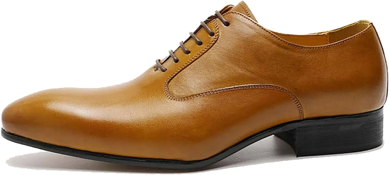 Santimon Mens Oxfords Formal Dress Suit Shoes Genunie Leather Plain Toe Modern Prom Derby Men's Prom Wedding Business Causal Fashion Comfortable Tuxedo Shoes for Men